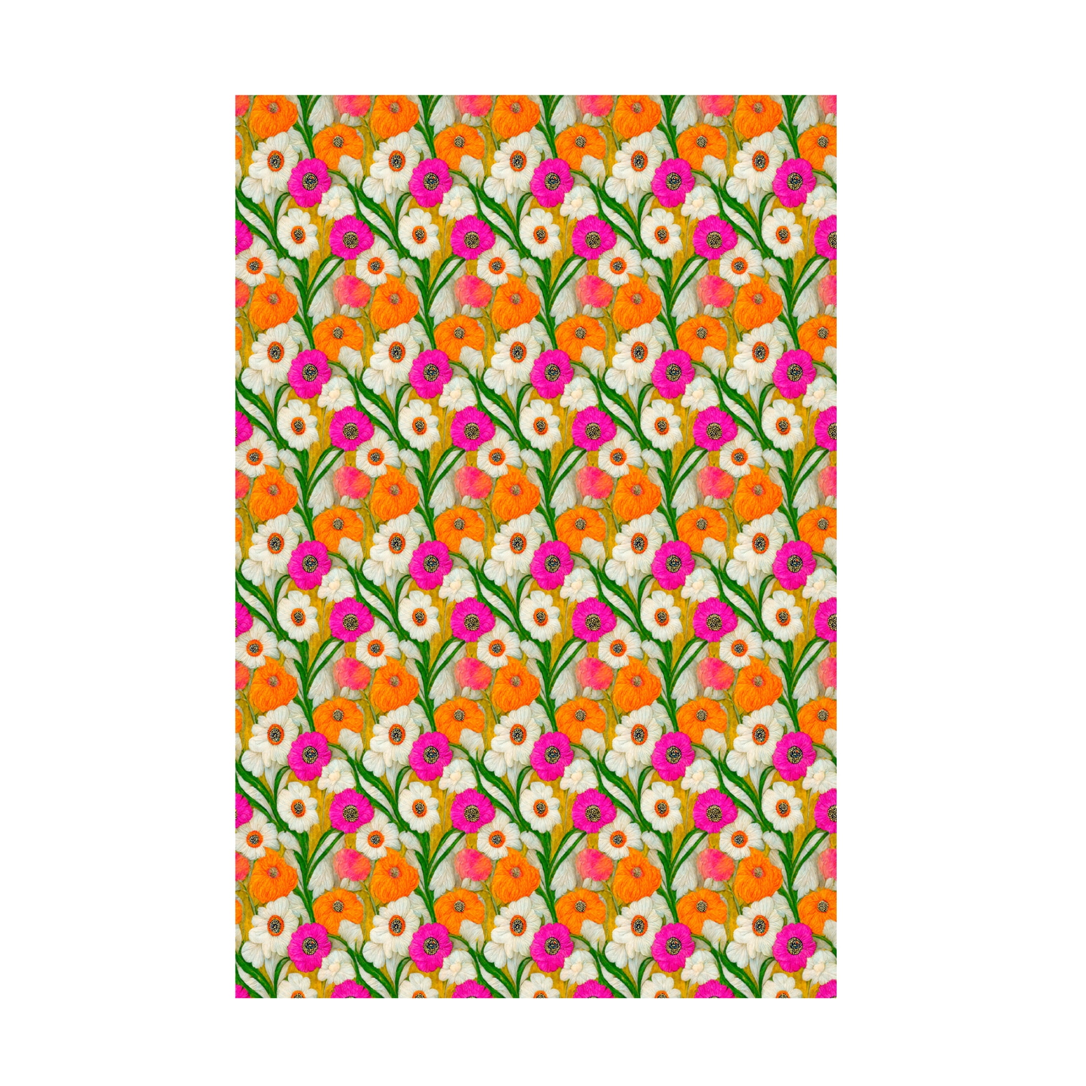 Canvas Wall Art - Treechild 'Stitched Flowers Pattern' Wall Art for Living Room, Bedroom, or Office D?cor by Trademark Fine Art - 16 x 24 Inches