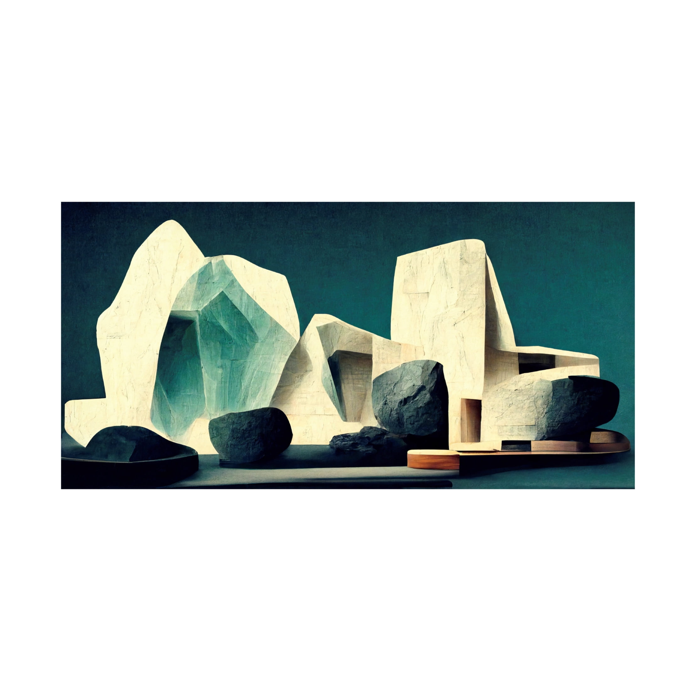 Canvas Wall Art - Treechild 'The Rock Villa' Wall Art for Living Room, Bedroom, or Office D?cor by Trademark Fine Art - 32 x 16 Inches