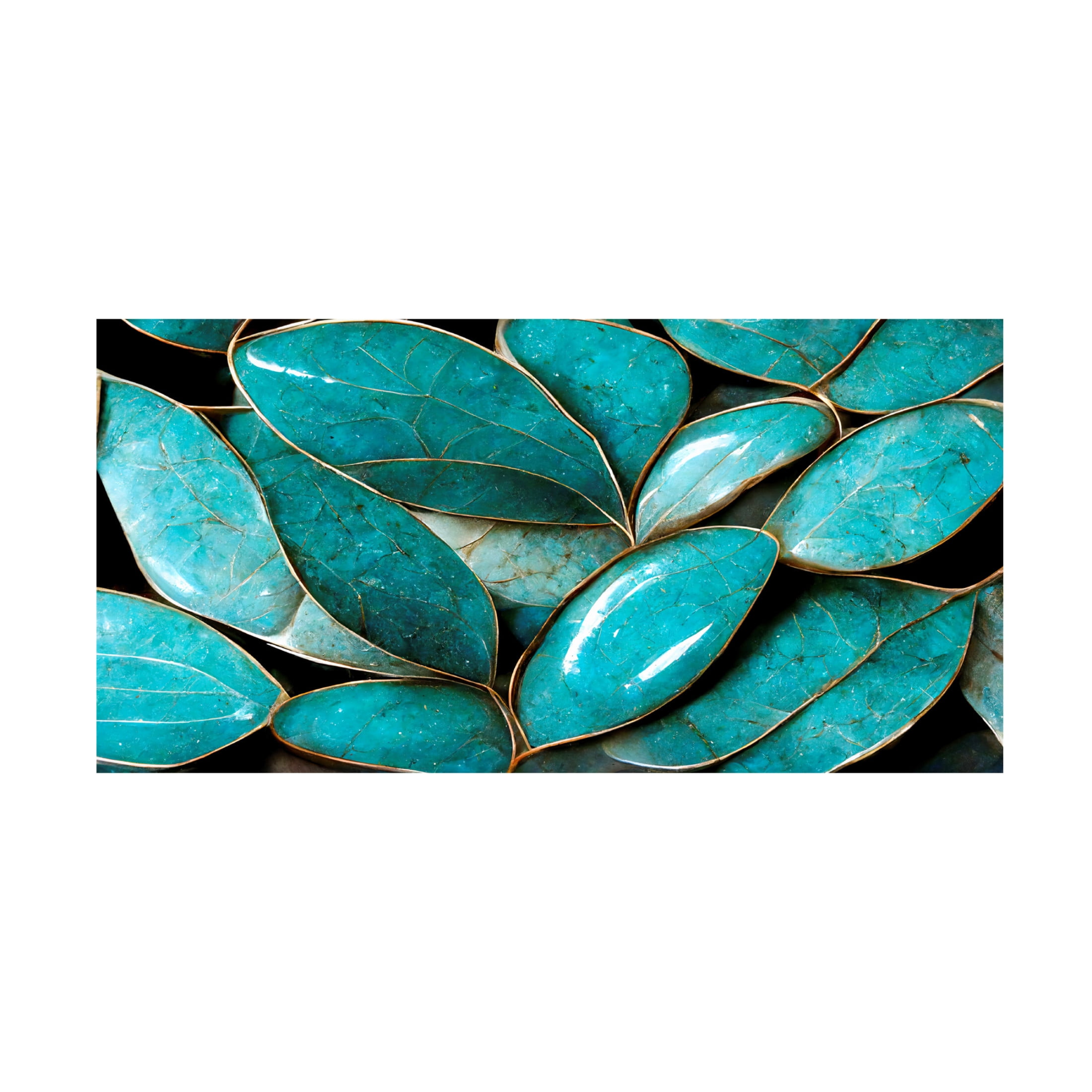 Canvas Wall Art - Treechild 'Turquoise Leafs' Wall Art for Living Room, Bedroom, or Office D?cor by Trademark Fine Art - 47 x 24 Inches