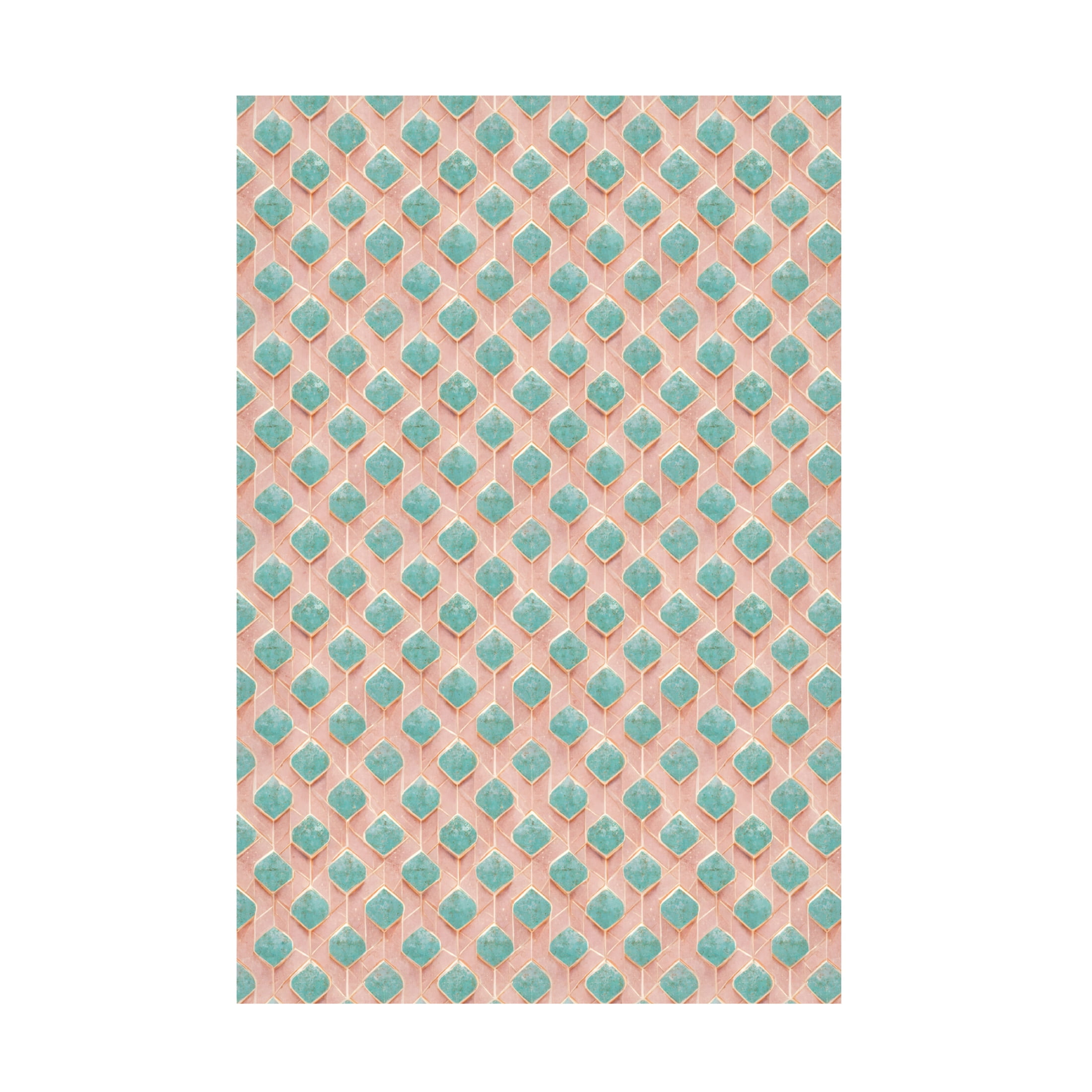 Canvas Wall Art - Treechild 'Turquoise Rhombus Pattern' Wall Art for Living Room, Bedroom, or Office D?cor by Trademark Fine Art - 16 x 24 Inches