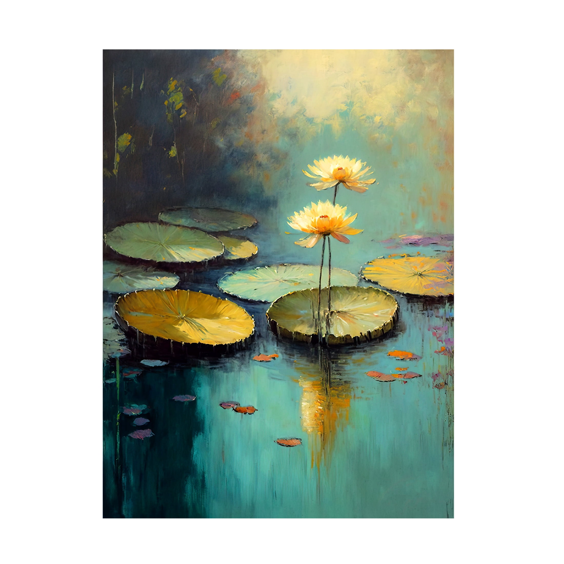 Canvas Wall Art - Treechild 'Water Lilies' Wall Art for Living Room, Bedroom, or Office D?cor by Trademark Fine Art - 35 x 47 Inches