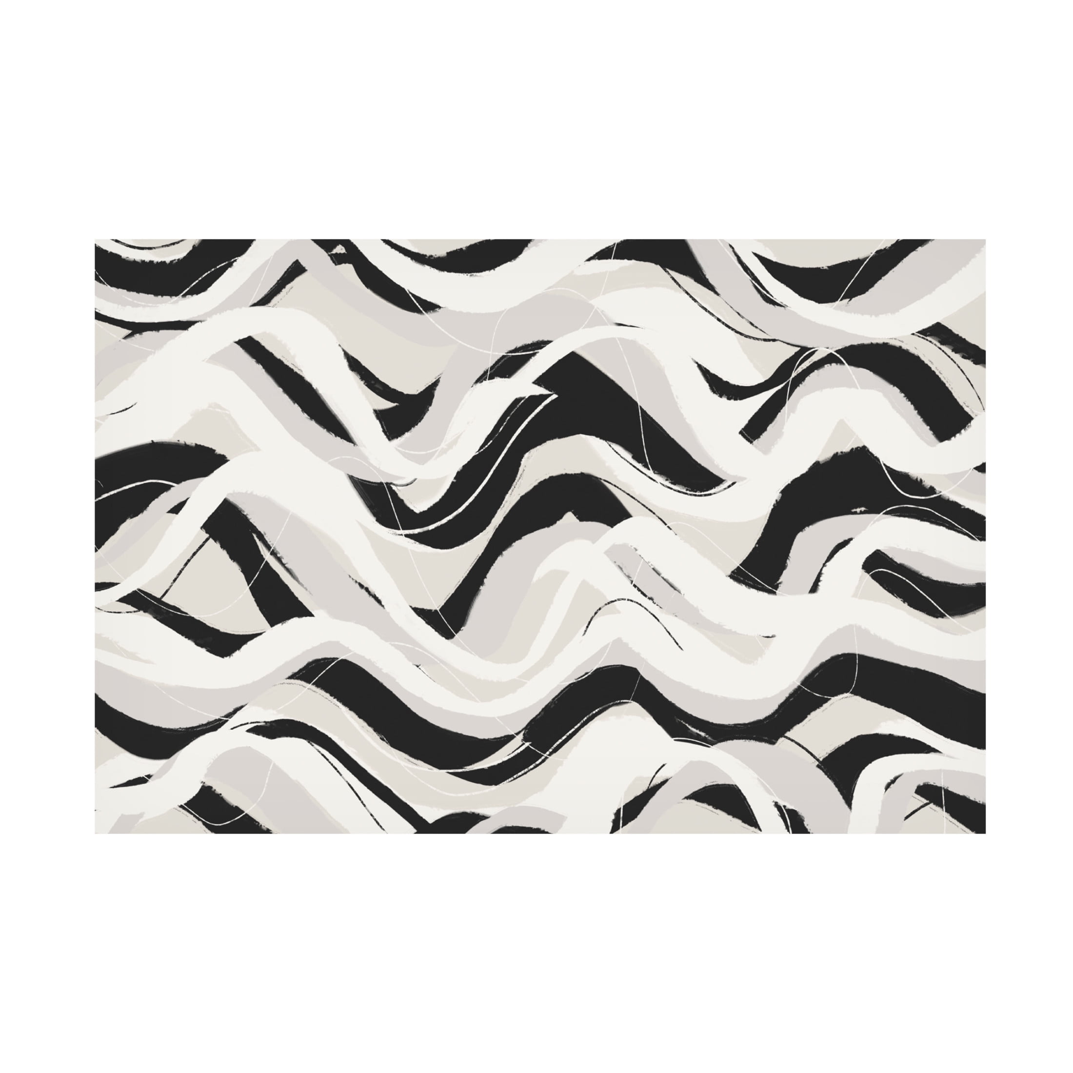 Canvas Wall Art - Treechild 'White Black Waves Pattern Square' Wall Art for Living Room, Bedroom, or Office D?cor by Trademark Fine Art - 19 x 12 Inches