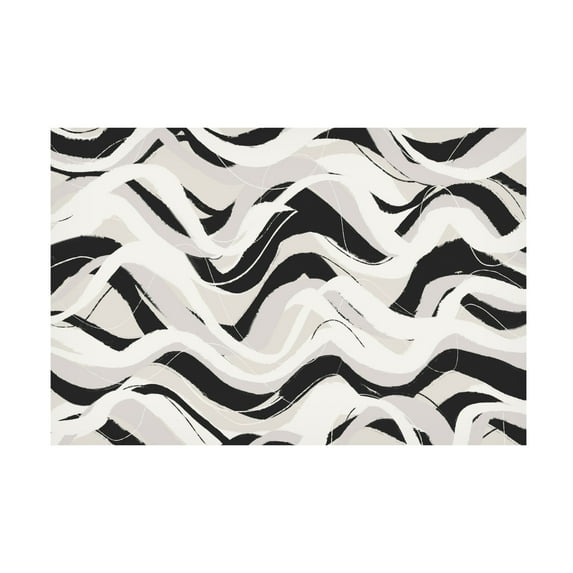 Canvas Wall Art - Treechild 'White Black Waves Pattern Square' Wall Art for Living Room, Bedroom, or Office D?cor by Trademark Fine Art - 19 x 12 Inches