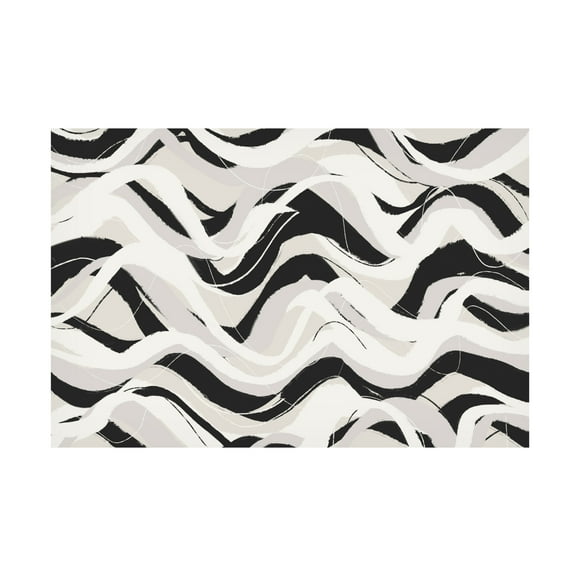 Canvas Wall Art - Treechild 'White Black Waves Pattern Square' Wall Art for Living Room, Bedroom, or Office D?cor by Trademark Fine Art - 32 x 22 Inches