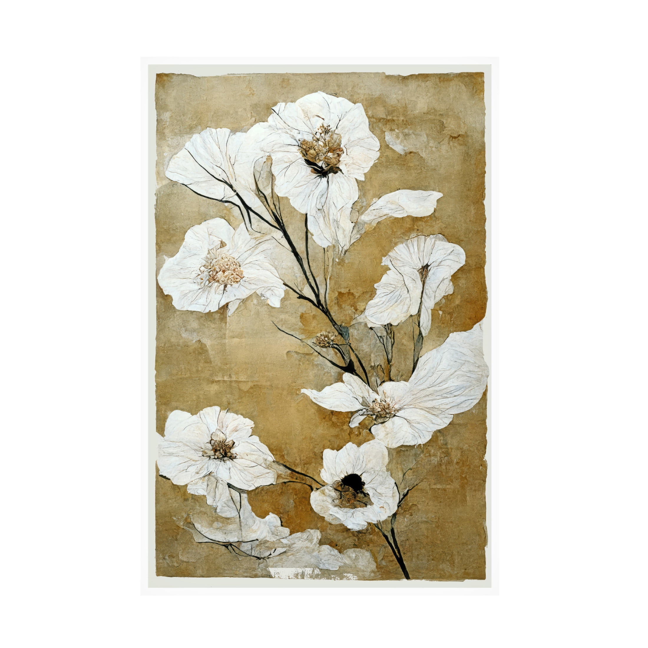 Canvas Wall Art - Treechild 'White Dry Flowers' Wall Art for Living Room, Bedroom, or Office D?cor by Trademark Fine Art - 16 x 24 Inches