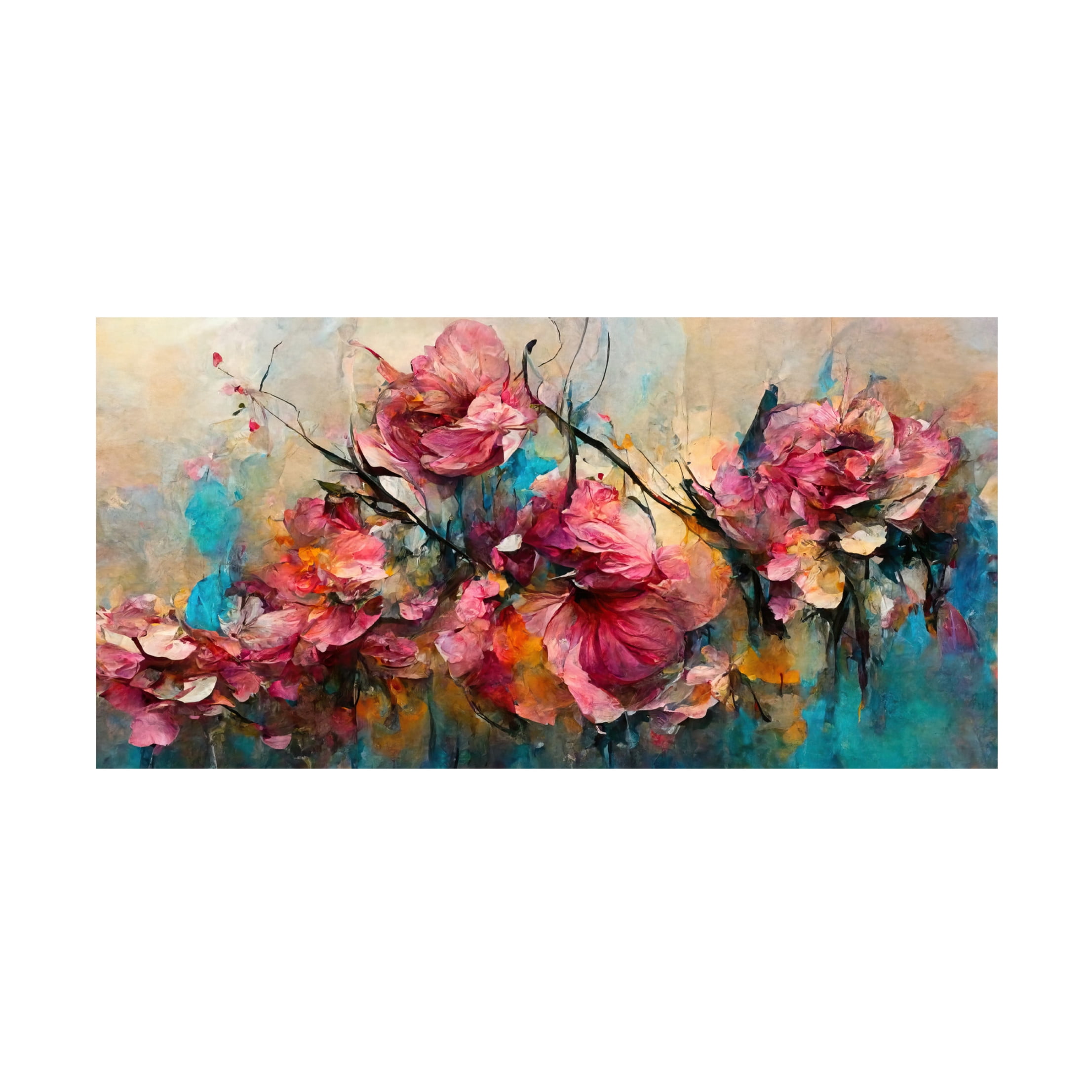 Canvas Wall Art - Treechild 'Wild Rough Roses' Wall Art for Living Room, Bedroom, or Office D?cor by Trademark Fine Art - 32 x 16 Inches