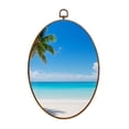thumbnail image 1 of Canvas Wall Art Tropical Palm Sand Beach Palm Trees Beach Ocean Clear Sky Tropical Oval Framed Canvas Prints Vintage Wall Hanging Decor for Home Office Decorations 8.6"x11.4", 1 of 7
