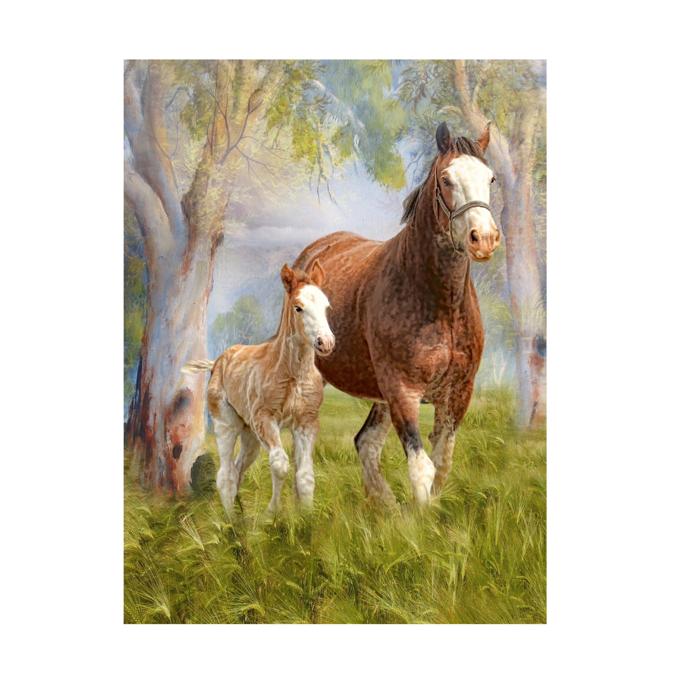 Canvas Wall Art - Trudi Simmonds 'Clydesdale Mare and Foal' Wall Art for Living Room, Bedroom, or Office Décor by Trademark Fine Art - 24 x 32 Inches
