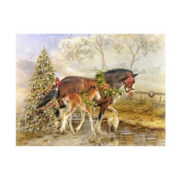 Canvas Wall Art - Trudi Simmonds 'The Gift - Christmas Collab 2018' Wall Art for Living Room, Bedroom, or Office Décor by Trademark Fine Art - 19 x 14 Inches