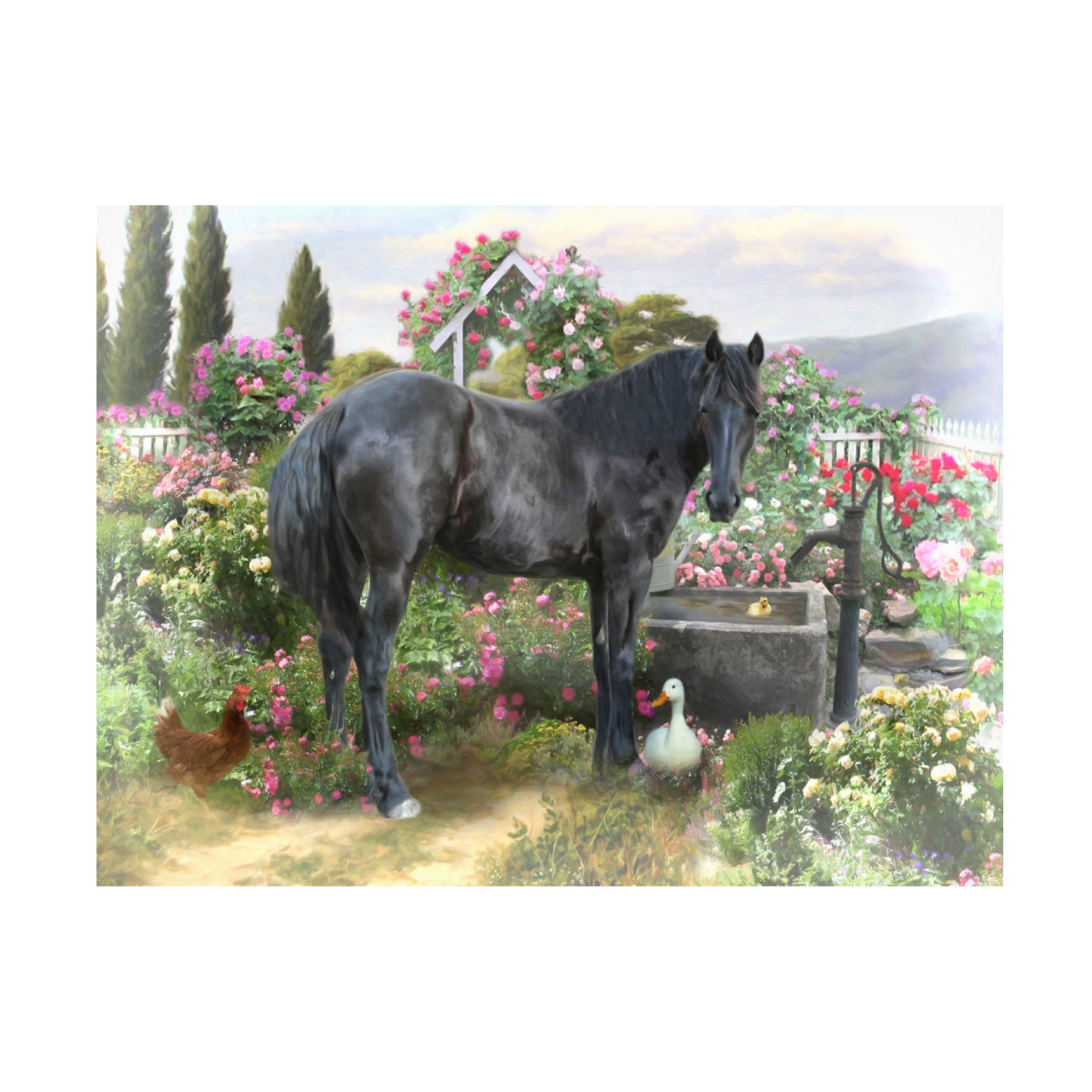Canvas Wall Art - Trudi Simmonds 'The Rose Garden' Wall Art for Living Room, Bedroom, or Office Décor by Trademark Fine Art - 19 x 14 Inches