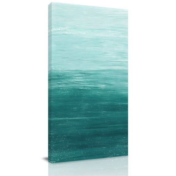Canvas Wall Art, Turquoise Ombre Framed Canvas Prints for Hallway Bedroom, Modern Abstract Art Ocean Oil Painting Oversized Gallery Wrapped Wall Decor for Home Office, Gifts, 24"x48" Ship Next Day