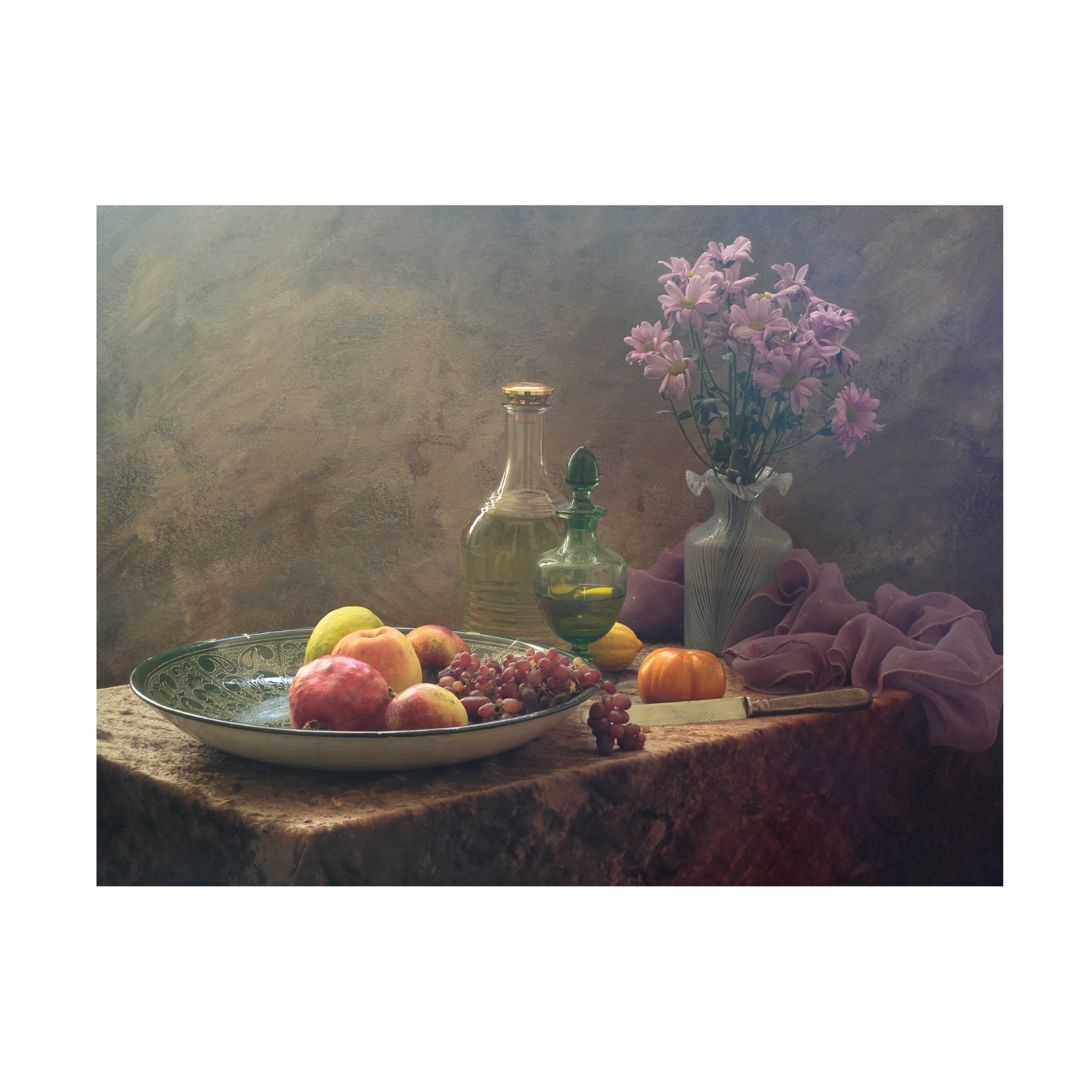 Canvas Wall Art - UstinaGreen  'Still Life With Lilac Flowers' Wall Art for Living Room, Bedroom, or Office Décor by Trademark Fine Art - 47 x 35 Inches