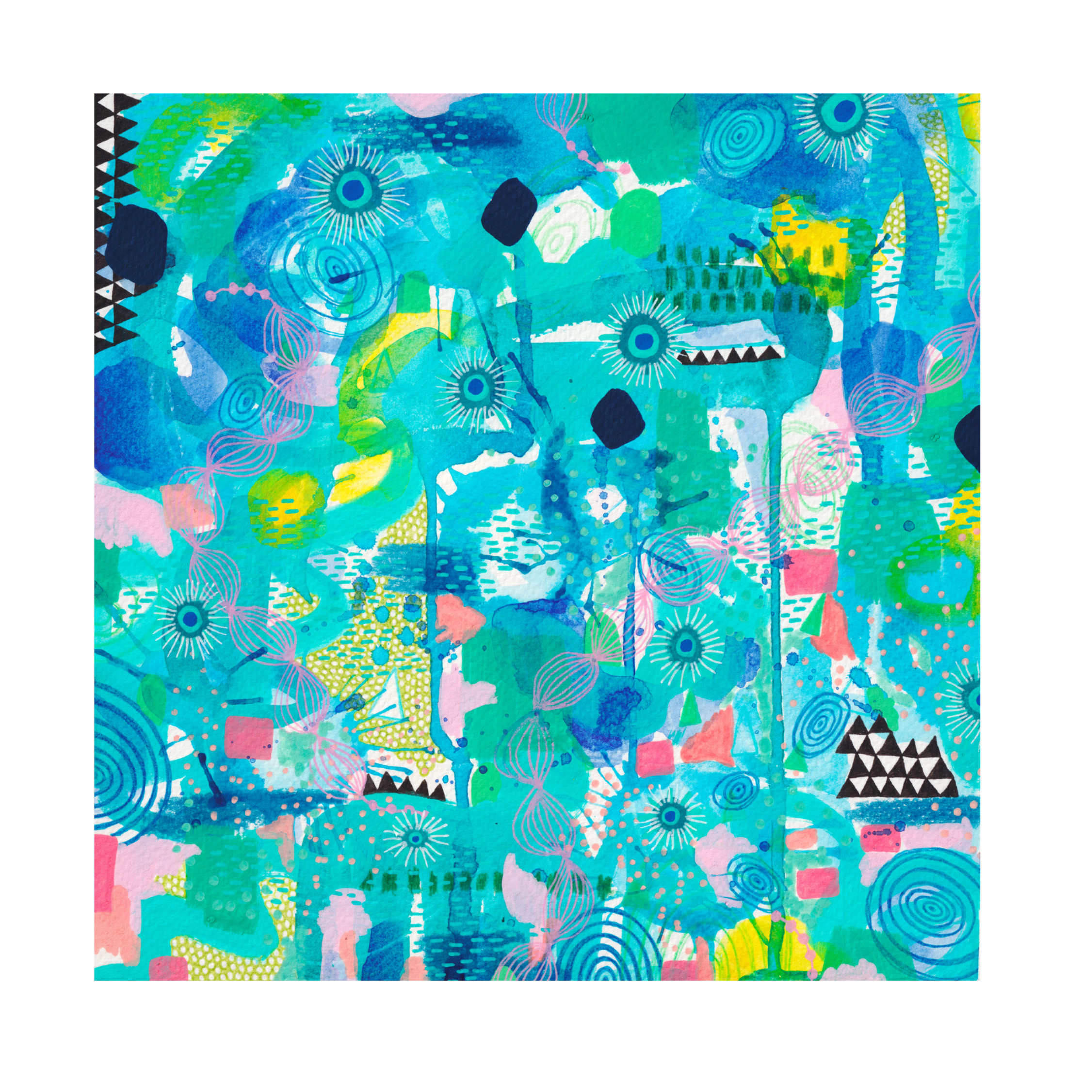 Canvas Wall Art - Van Dam Art 'Rockpools in Summer' Wall Art for Living Room, Bedroom, or Office Décor by Trademark Fine Art - 18 x 18 Inches