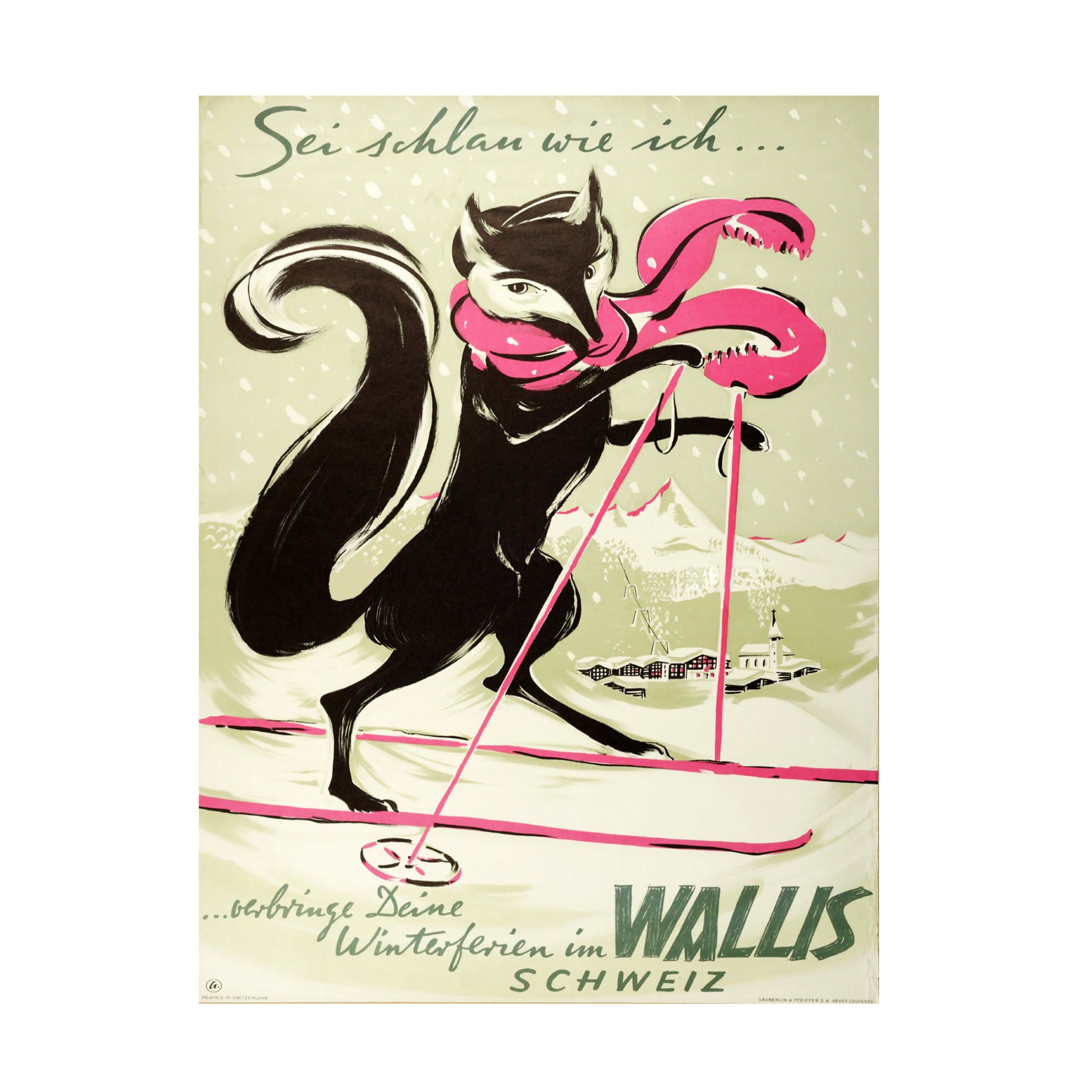 Canvas Wall Art - Vintage Apple Collection 'Swiss Ski Poster' Wall Art for Living Room, Bedroom, or Office Décor by Trademark Fine Art - 18 x 24 Inches