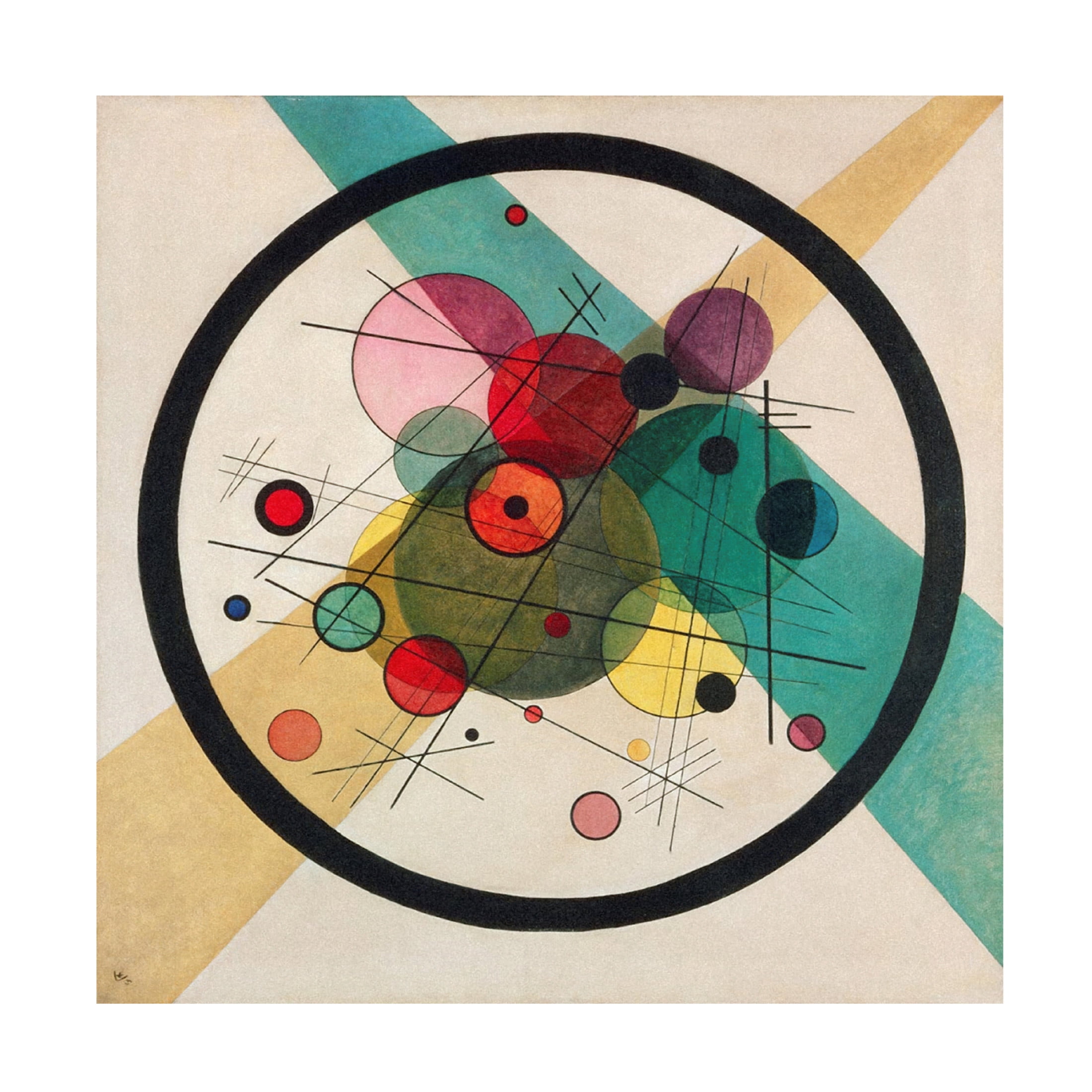 Canvas Wall Art - Vintage Apple Collection 'Wassily Kandinsky Circles in a Circle' Wall Art for Living Room, Bedroom, or Office Décor by Trademark Fine Art - 14 x 14 Inches
