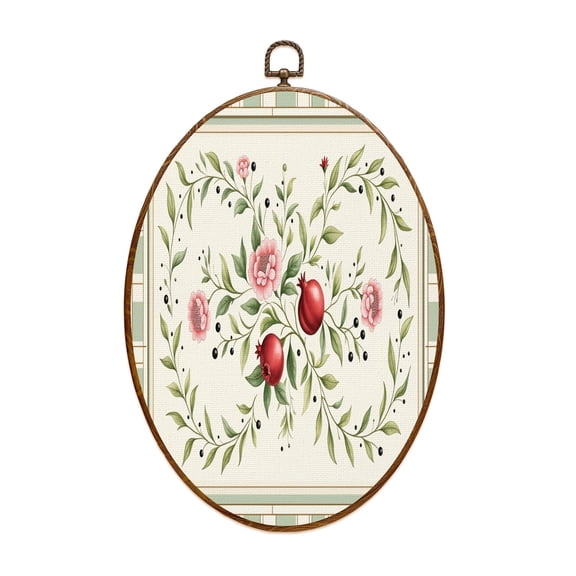 Canvas Wall Art Vintage Botanical Floral Oval Framed Canvas Prints Vintage Wall Hanging Decor for Home Decorations Gifts for Mom Nana Women 8.6"x11.4"