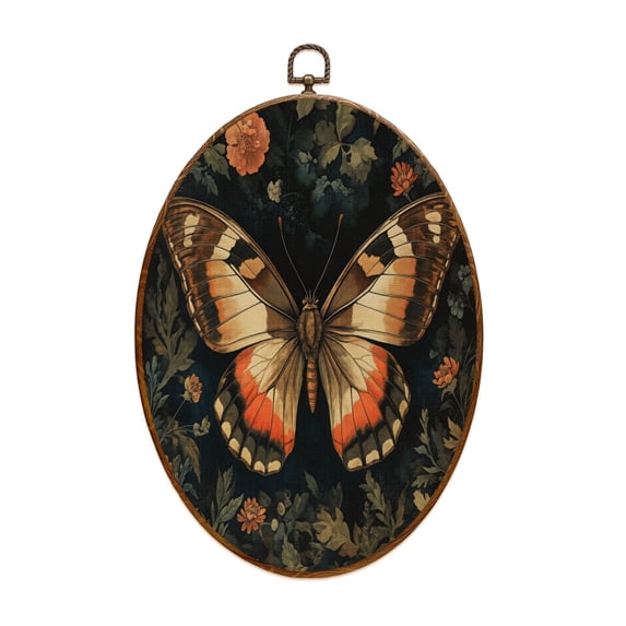 Canvas Wall Art Vintage Butterfly Dark Academia Textured Sandstone Living Room Bedroom Office Oval Framed Canvas Prints Vintage Wall Hanging Decor for Home Decorations 8.6"x11.4"