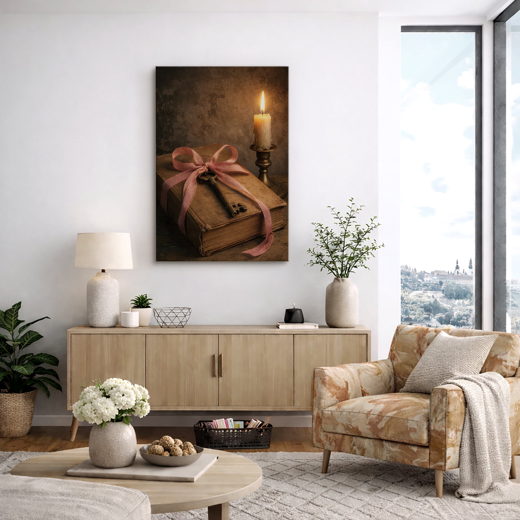 Fresh Look at Canvas Wall Art Vintage Candle Book Still Life Print For