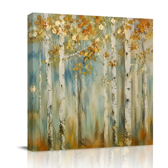 Canvas Wall Art, Vintage Fall Branches Framed Canvas Prints for Bedroom Office, Oil Painting Abstract Art Trees Large Gallery Wrapped Wall Decor for Home Office, Gifts, 16"x16" Ship Next Day
