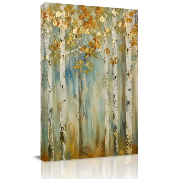 Canvas Wall Art, Vintage Fall Branches Framed Canvas Prints for Living Room Office, Oil Painting Abstract Art Trees Large Gallery Wrapped Wall Decor for Home Office, Gifts, 16"x24" Ship Next Day