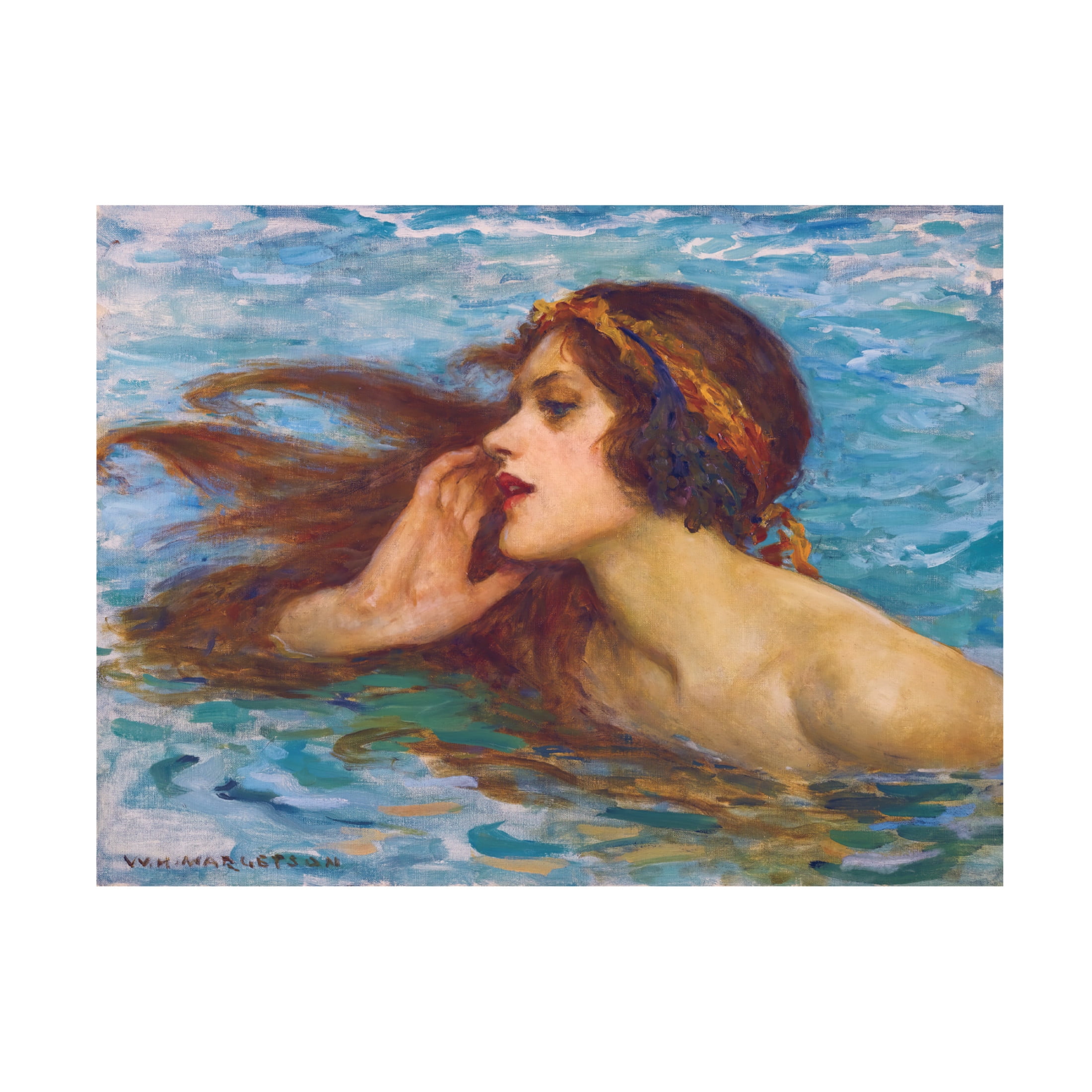 Canvas Wall Art - Vintage Lavoie 'A Little Sea Maiden William Henry Margetson' Wall Art for Living Room, Bedroom, or Office Décor by Trademark Fine Art - 32 x 24 Inches