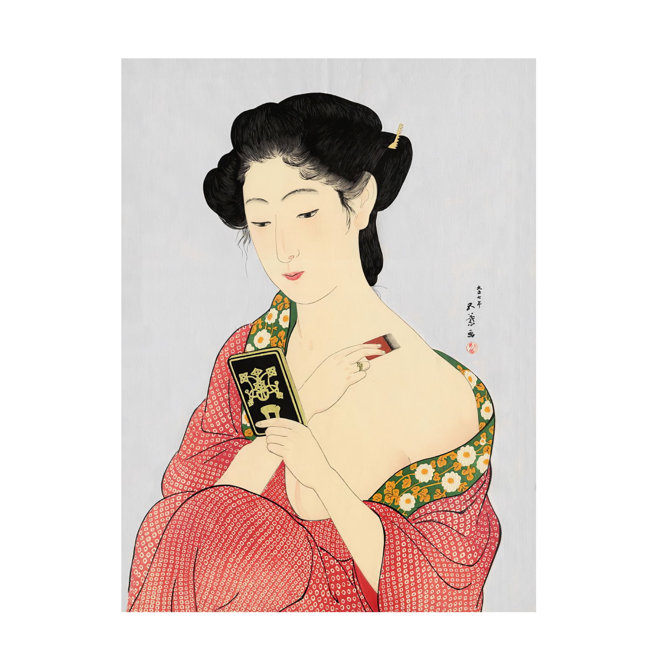 Canvas Wall Art - Vintage Lavoie 'Woman Applying Make Up Hashiguchi Goyo 1918' Wall Art for Living Room, Bedroom, or Office Décor by Trademark Fine Art - 18 x 24 Inches