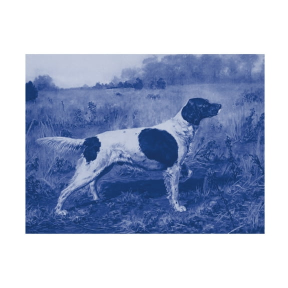 Canvas Wall Art - Vision Studio 'Antique Blue Dogs I' Wall Art for Living Room, Bedroom, or Office Décor by Trademark Fine Art - 32 x 24 Inches