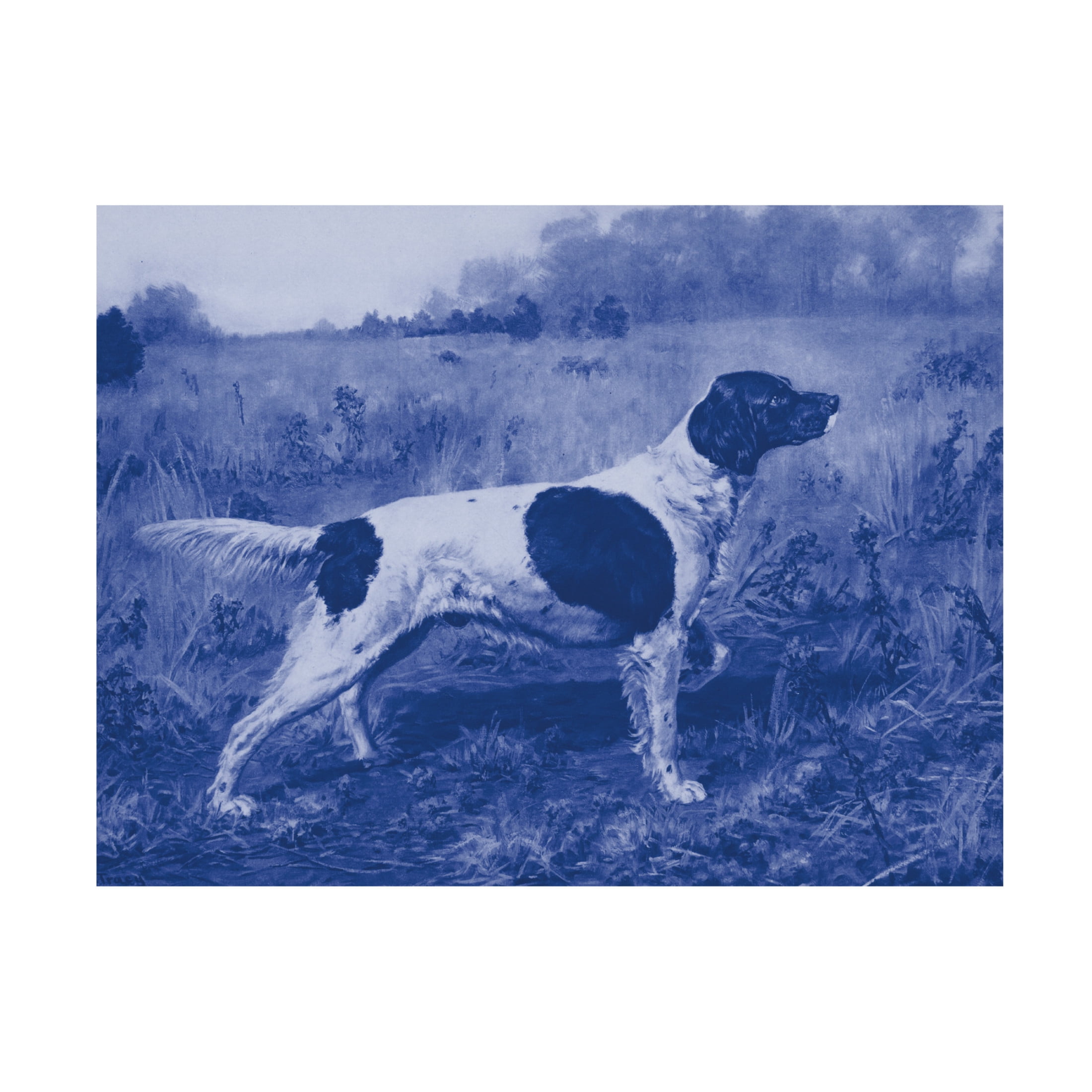 Canvas Wall Art - Vision Studio 'Antique Blue Dogs I' Wall Art for Living Room, Bedroom, or Office Décor by Trademark Fine Art - 47 x 35 Inches