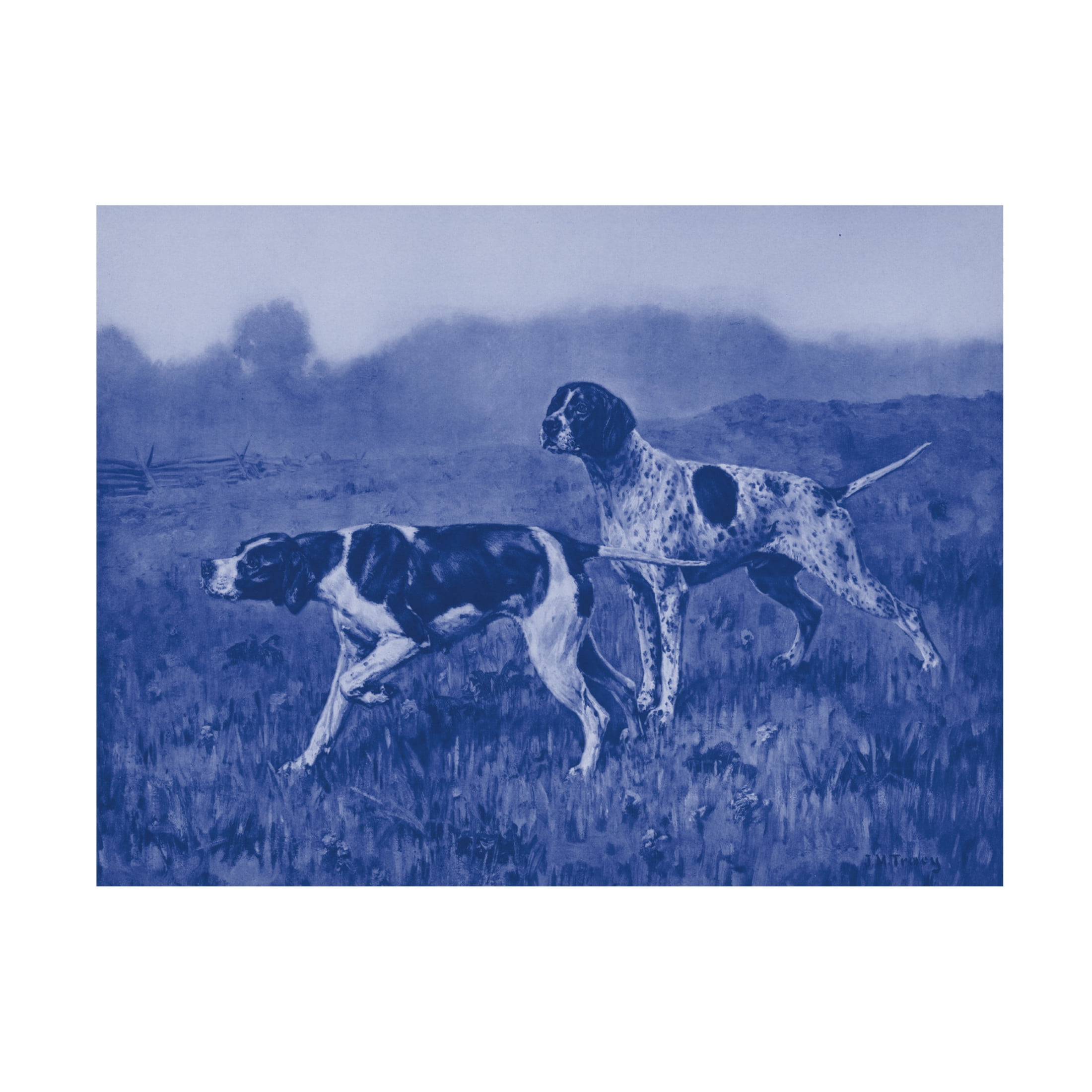 Canvas Wall Art - Vision Studio 'Antique Blue Dogs II' Wall Art for Living Room, Bedroom, or Office Décor by Trademark Fine Art - 19 x 14 Inches