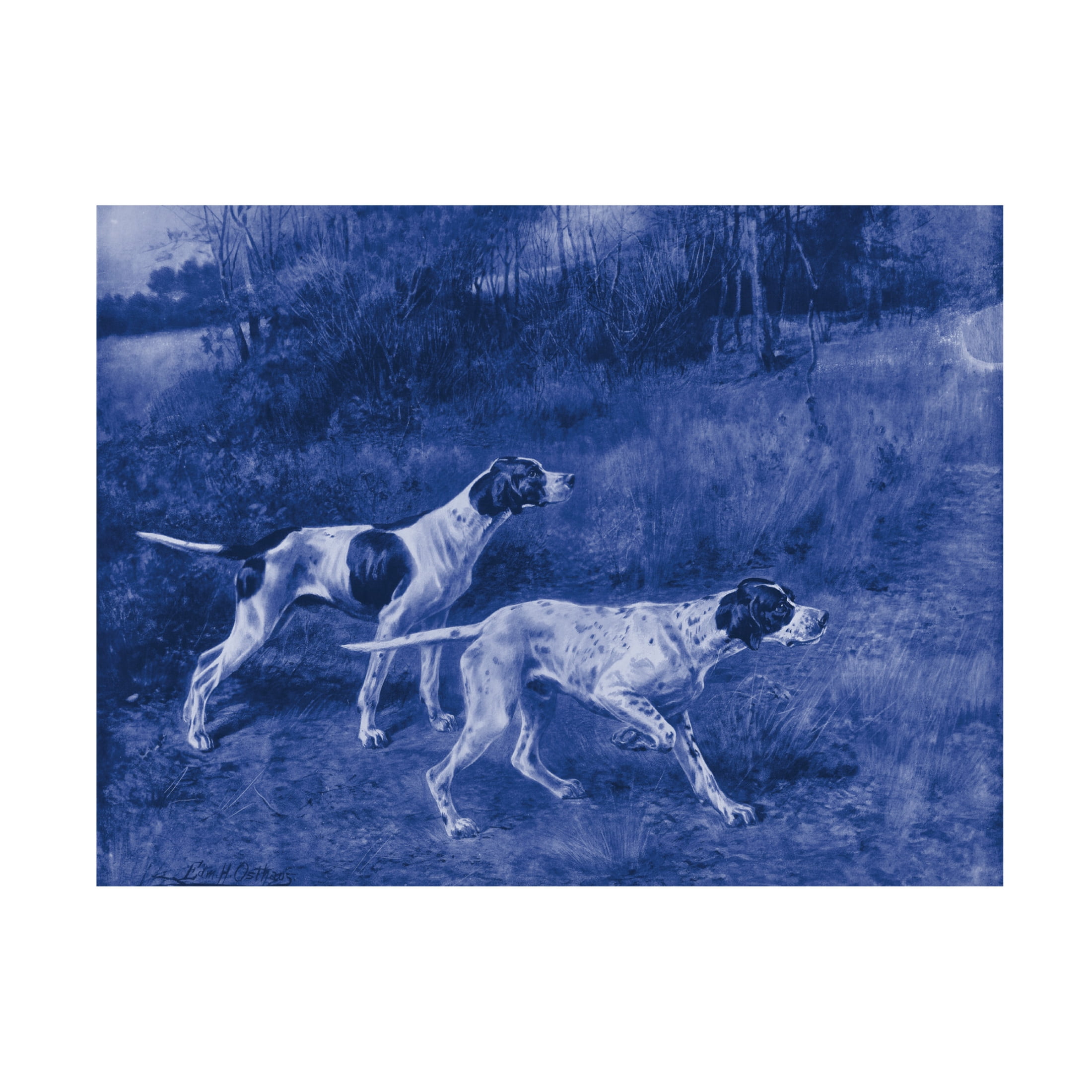 Canvas Wall Art - Vision Studio 'Antique Blue Dogs III' Wall Art for Living Room, Bedroom, or Office Décor by Trademark Fine Art - 19 x 14 Inches