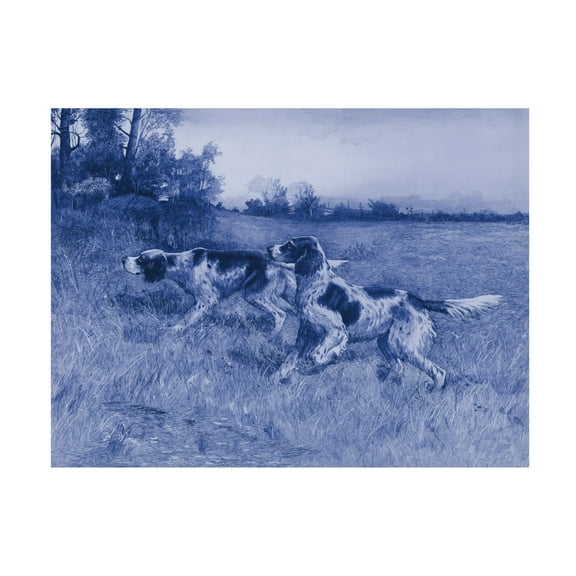 Canvas Wall Art - Vision Studio 'Antique Blue Dogs IV' Wall Art for Living Room, Bedroom, or Office Décor by Trademark Fine Art - 32 x 24 Inches