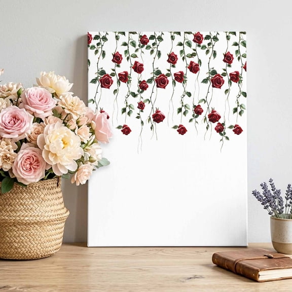 Canvas Wall Art Weeping Rose Canvas Art Print Spring Florals Pictures Wall Decor for Living Room Bedroom Artwork Decorations Stretched Framed Ready to Hang 8"x10"