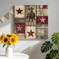 thumbnail image 1 of Canvas Wall Art Western Red Canvas Art Print Brown Texas Star Wood Grain Distressed Patchwork Pictures Wall Decor for Living Room Bedroom Artwork Decorations Stretched Framed Ready to Hang 8"x8", 1 of 9