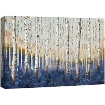 Canvas Wall Art White Birch Trees with Blue 48" x 32" Painting Canvas Art Print, by Wall26