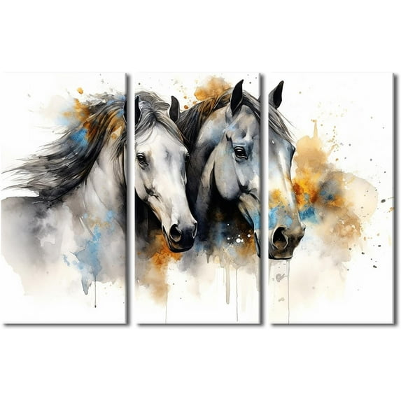 Canvas Wall Art White Brown Horse Canvas Pictures Wall Decor Farmhouse Animals Canvas Painting Rustic Artwork Canvas Prints Living Room Bedroom Bathroom Office Home Wall Decoration Unframed