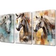 thumbnail image 1 of Canvas Wall Art White Brown Horse Canvas Pictures Wall Decor Farmhouse Animals Canvas Painting Rustic Artwork Canvas Prints Living Room Bedroom Bathroom Office Home Wall Decoration Unframed, 1 of 6