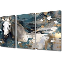 Canvas Wall Art White Brown Horse Canvas Pictures Wall Decor Farmhouse Animals Canvas Painting Rustic Artwork Canvas Prints Living Room Bedroom Bathroom Office Home Wall Decoration Unframed