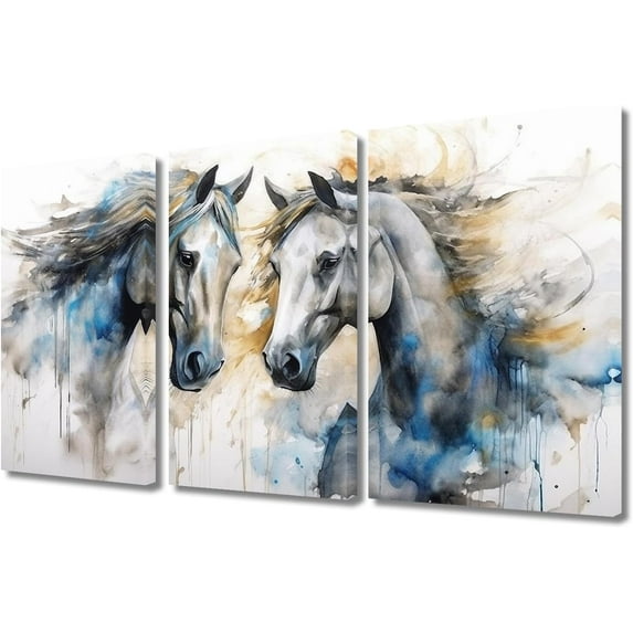 Canvas Wall Art White Brown Horse Canvas Pictures Wall Decor Farmhouse Animals Canvas Painting Rustic Artwork Canvas Prints Living Room Bedroom Bathroom Office Home Wall Decoration Unframed