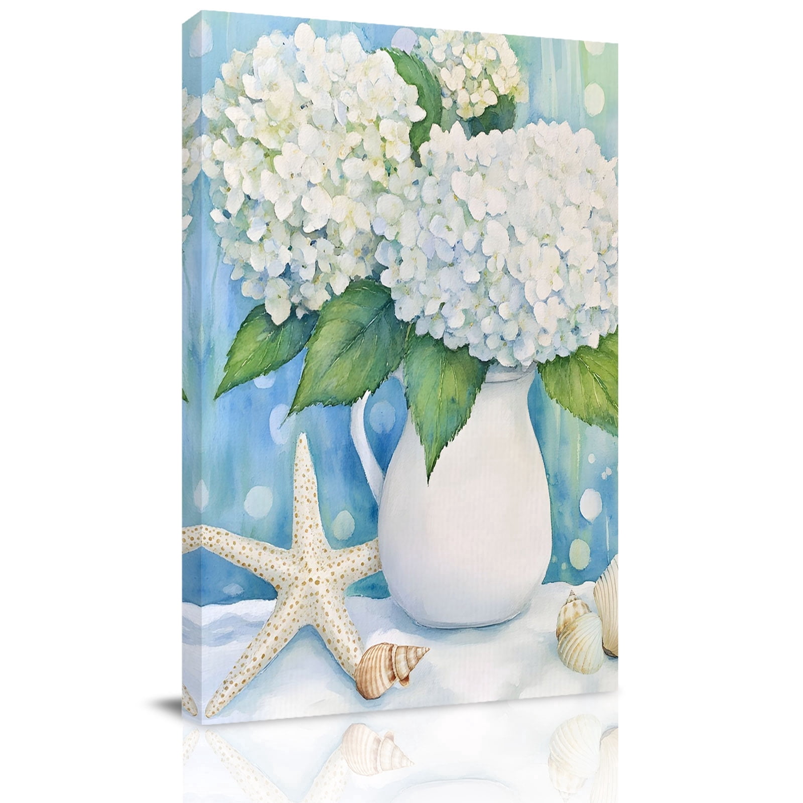 Canvas Wall Art White Hydrangea Canvas Art Print Shell White Starfish ...