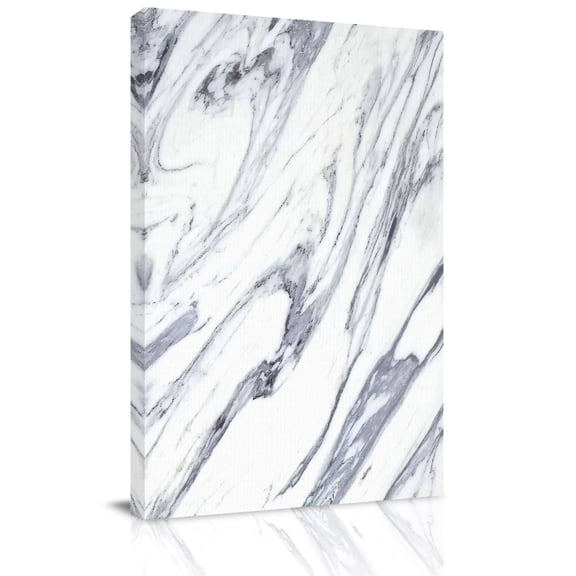 Canvas Wall Art, White Marble Framed Canvas Prints for Bathroom Hallway, Grey Abstract Modern Luxury Simple Art Small Gallery Wrapped Wall Decor for Home Office, Gifts, 8"x10" Ship Next Day