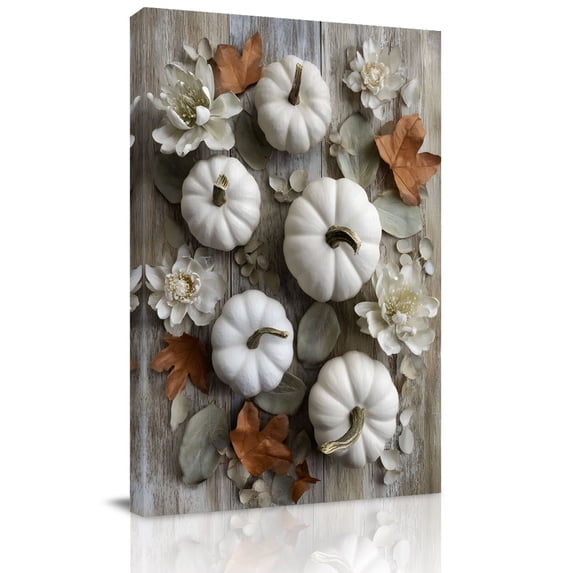 Canvas Wall Art, White Pumpkin Fall Framed Canvas Prints for Living ...