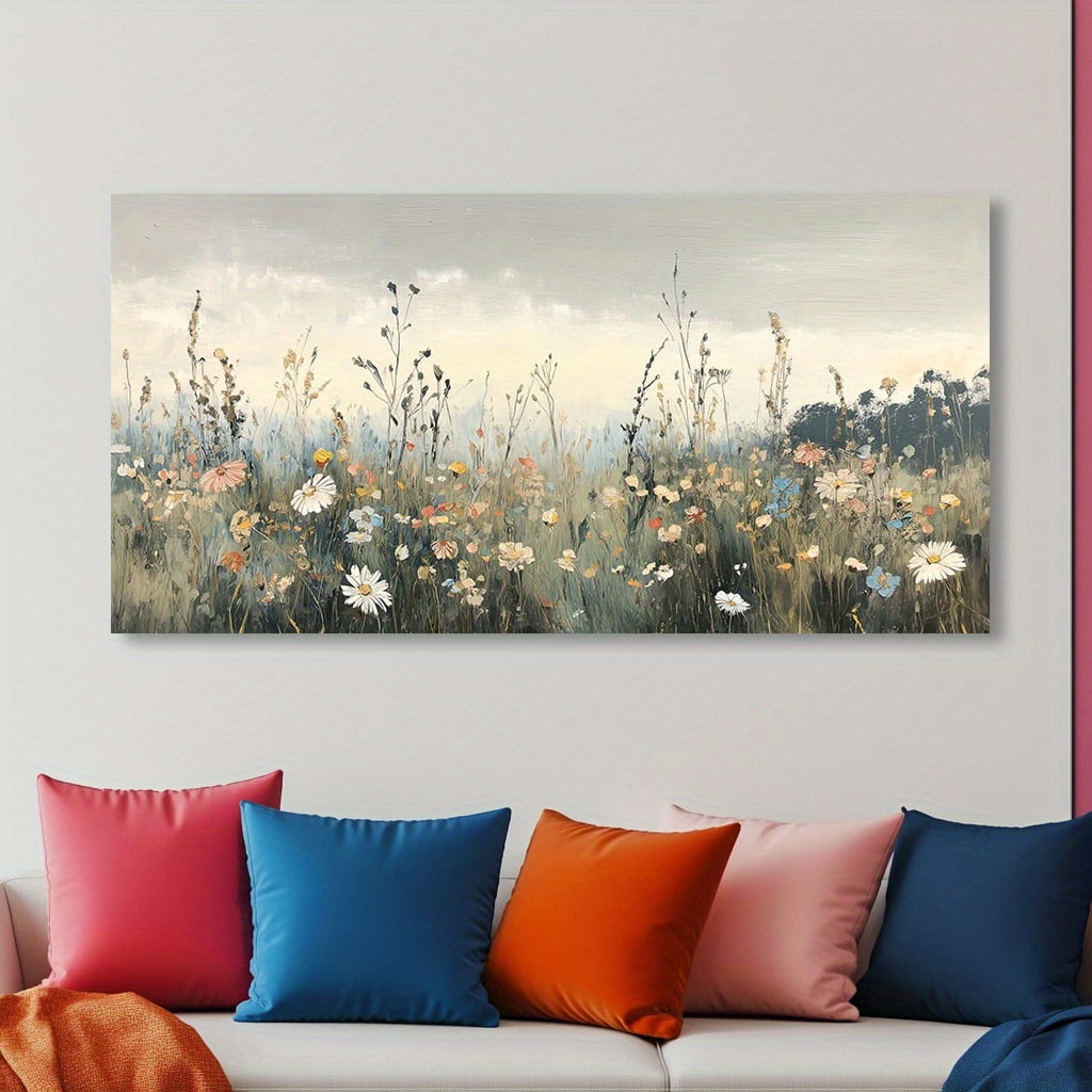 Canvas Wall Art Wildflower Field Abstract Painting 1.5 Inch Block ...