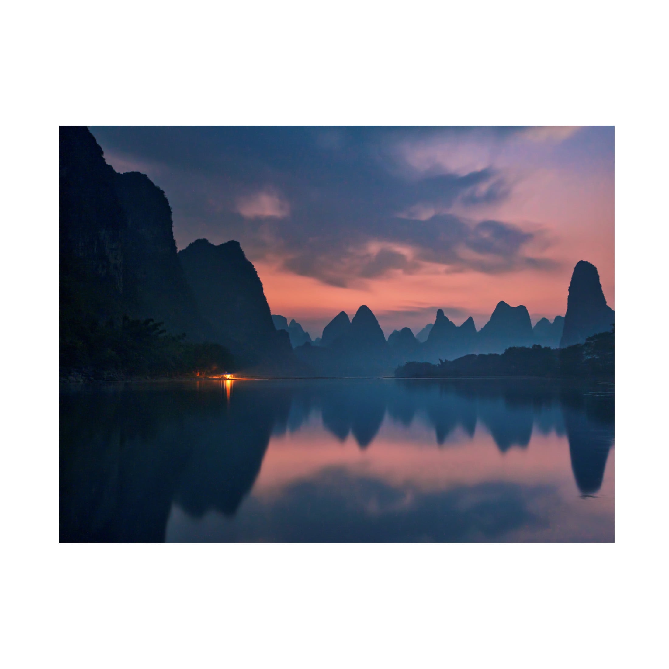 Canvas Wall Art - Yan Zhang 'The Dawn Of Li River' Wall Art for Living Room, Bedroom, or Office D?cor by Trademark Fine Art - 19 x 14 Inches