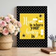 thumbnail image 1 of Canvas Wall Art Yellow Black Bee Canvas Art Print Home Is Where Your Honey Is Honeycomb Daisy Pictures Wall Decor for Living Room Bedroom Artwork Decorations Stretched Framed Ready to Hang 11"x14", 1 of 9