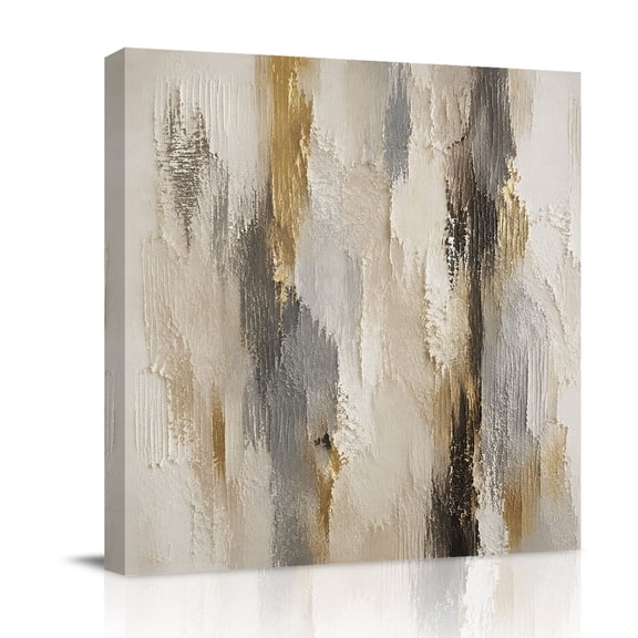 Canvas Wall Art, Yellow Grey Abstract Framed Canvas Prints for Bathroom Desk, Gradient Vintage Oil Painting Modern Art Small Gallery Wrapped Wall Decor for Home Office, Gifts, 8"x8" Ship Next Day