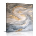 thumbnail image 1 of Canvas Wall Art, Yellow Grey Ombre Framed Canvas Prints for Living Room Bathroom, Modern Marble Ink Painting Abstract Gallery Wrapped Wall Decor for Home Office, Gifts, 12"x12" Ship Next Day, 1 of 9