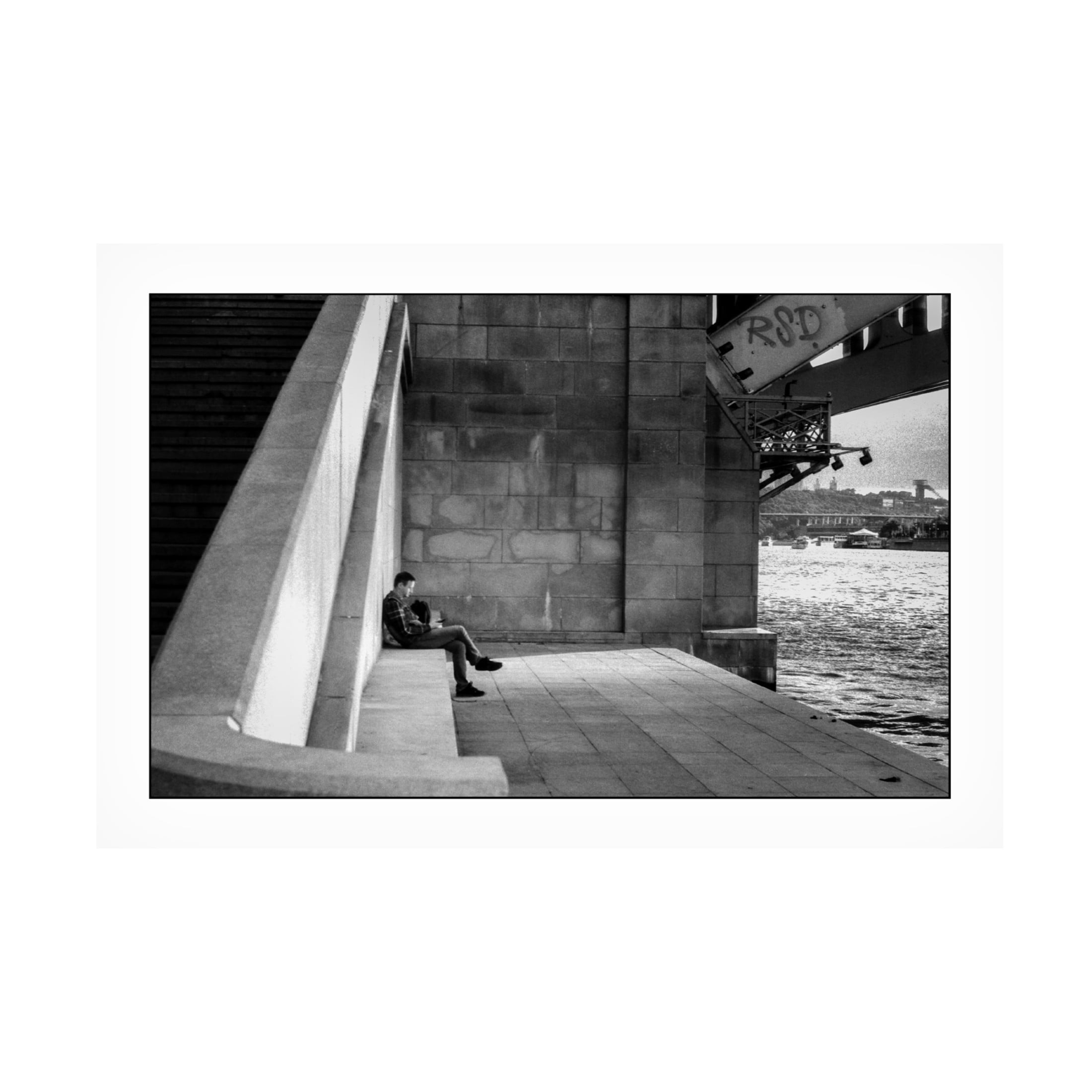 Canvas Wall Art - Yury A Melnikov 'City River Bridge Loneliness' Wall Art for Living Room, Bedroom, or Office Décor by Trademark Fine Art - 47 x 30 Inches