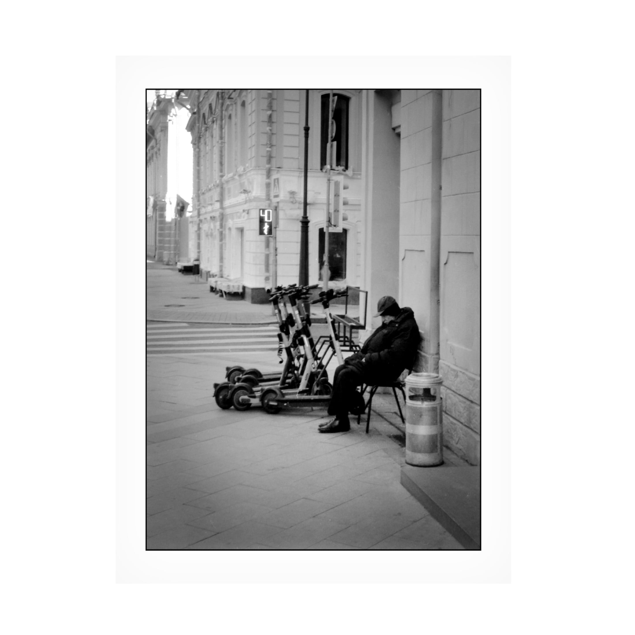 Canvas Wall Art - Yury A Melnikov 'City Scooters Loneliness' Wall Art for Living Room, Bedroom, or Office Décor by Trademark Fine Art - 14 x 19 Inches