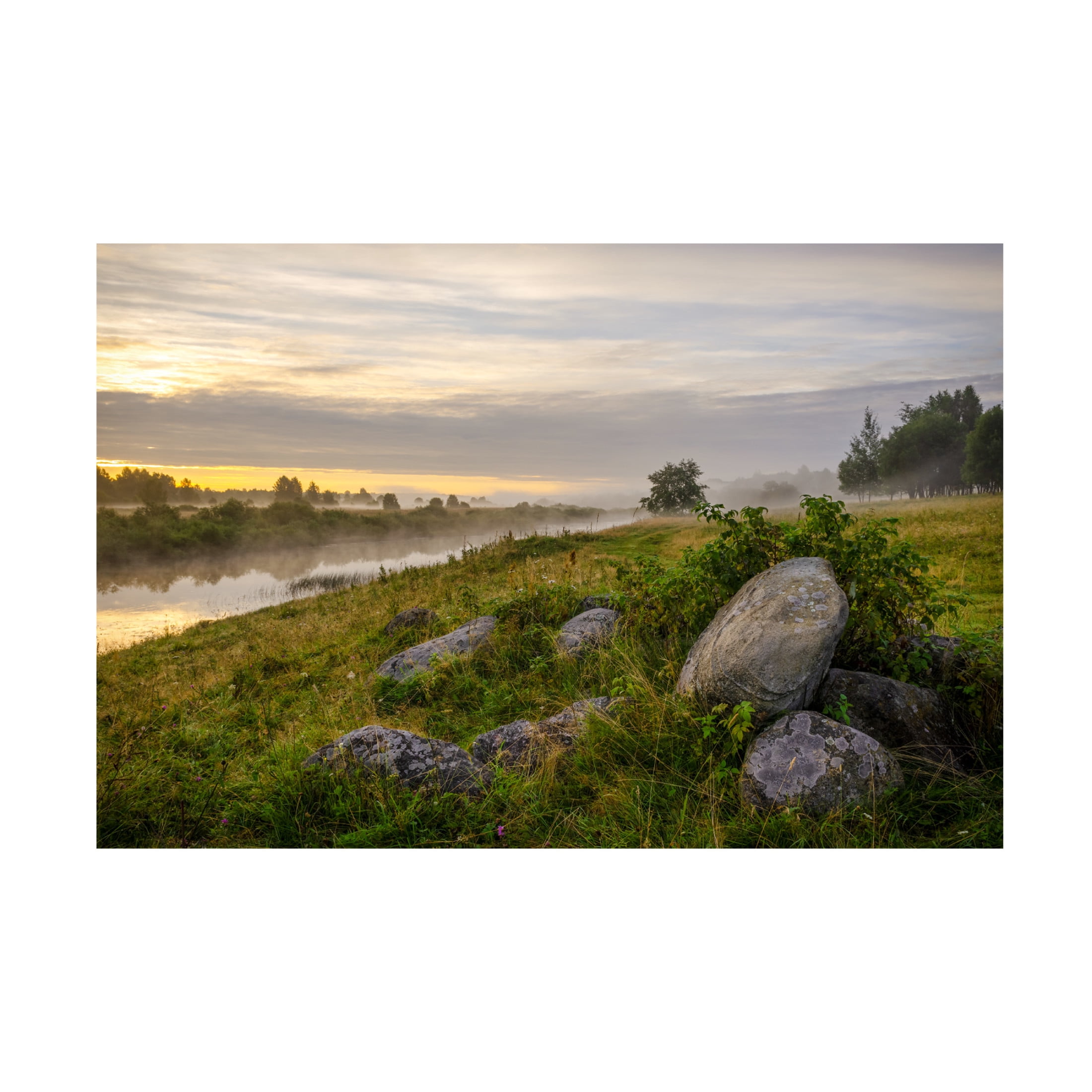 Canvas Wall Art - Yury A Melnikov 'Early Morning On The Bank Of A Small Northern River' Wall Art for Living Room, Bedroom, or Office Décor by Trademark Fine Art - 24 x 16 Inches