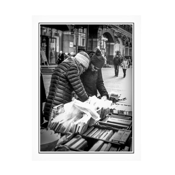 Canvas Wall Art - Yury A Melnikov 'Girls Buying Second Hand Books' Wall Art for Living Room, Bedroom, or Office Décor by Trademark Fine Art - 18 x 24 Inches